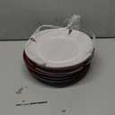 Vicrays Ceramic Dinner Plates Set, 10.5 Inch, Set of 6, Round, Microwave, Oven, Dishwasher Safe, Porcelain Fluted Suitable for Steak, Pasta, Pizza, Home, Party, Restaurant (Cherry Red)