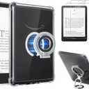 CoBak 3 in 1 Magnetic Clear Case with Ring Grip & Anti-Glare Screen Protector for 7" Kindle Paperwhite 2024 (12th Gen) & Colorsoft, Compatible with iPhone MagSafe, for Belkin/Anker Wireless Charging. (Silver)