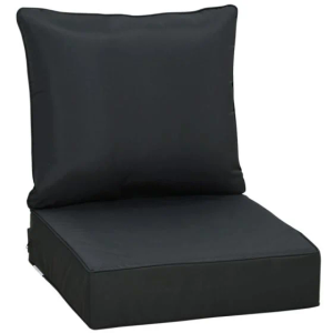 2 Piece Back and Seat Garden Chair Cushions - 24x24 Inch, 24x18 Inch - Black - 2 Pack