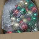 Amooca Christmas Garland Balls Wreath with LED Lights 6ft Window Wall Hanging Ornaments Christmas Tree Decors Holiday Party Home Decoration Red Gold Green