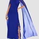 Lrady Women's Wedding Guest Dress Evening Gowns High Neck Formal Cocktail Party Maxi Bodycon Dresses with Cape Sleeve (XL)
