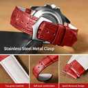 2 x ULLCHRO Genuine Leather Watch Strap Quick Release Watch Band Vintage Alligator Grain Leather Strap Premium Top Grain Band with Stainless Steel Buckle, Soft Brown Calfskin for Men Wrist (12mm, Red)
