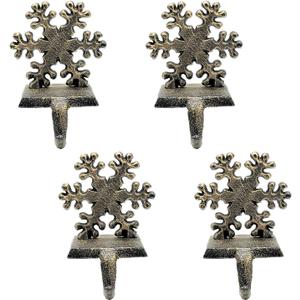 4 Pieces Snowflake Christmas Stocking Holder Christmas Hooks Skid Mantel Hooks Hanger for Fireplace Free Standing Christmas Decorations