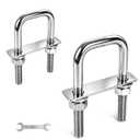 2 Pcs Heavy Duty M12 Square U Bolts Kit, 3-1/16 Inch Wide 304 Stainless Steel U-Bolt with Frame Plates and Washers, Marine Grade 1/2" x 3-1/16"W x 7-5/16"L Trailer Axle Clamp