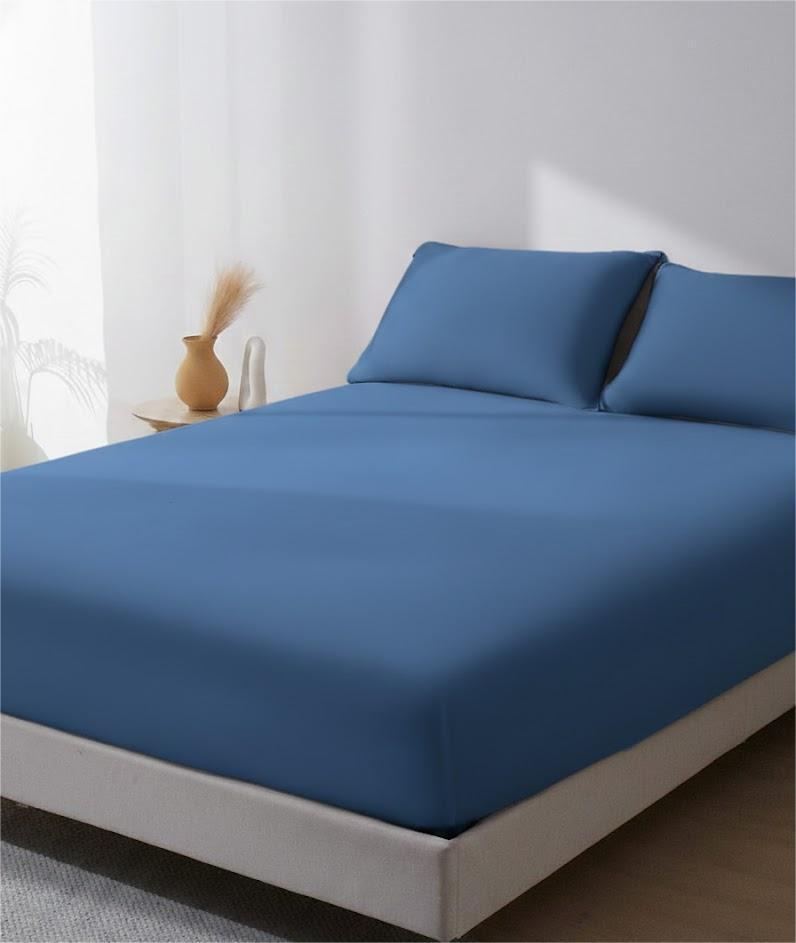 ZonLi Cooling Fitted Sheets,100% Rayon Derived from Bamboo Cooling Fitted Sheet Queen Size for Hot Sleeper, Deep Pocket Up to 21", Soft Bed Sheets, Hotel Silky Bedding Set,Blue Ashes