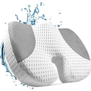 Idle Hippo Hot Tub Booster Seat, 4D Air Mesh Weighted Hot Tub Pillow with Powerful Non-Slip Suction Cups, Ergonomic Booster Cushion, Quick Dry Spa Pillow Hot Tub Accessories for Adults Indoor Outdoor (White)