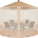 COOSHADE 7.5-11FT Patio Umbrella Mosquito Netting Polyester Screen Mesh Net for Outdoor Umbrella with Zipper Door and Weight Bag Beige
