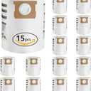 15 Pack 5-8 Gallon Replacement Filter Bags for Shop Vac Vacuum Type E-9066100, 90661, 9066133, Type H for S90671 9067100 9067133; VF2004, VHBS High- Efficiency Disposable Vaccum Filter Bags
