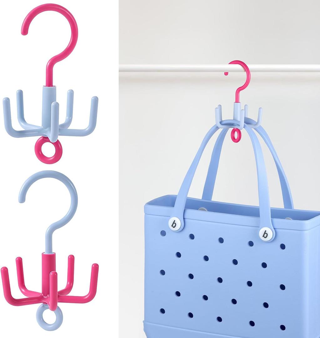 OUTXE 2-Pack Organizer Hooks for Bogg Bag Accessories, Multifunctional Stackable Storage ABS Hanger Hooks for X Large Medium Baby Bog Bag, Universal Rubber Tote Beach Bag Accessories