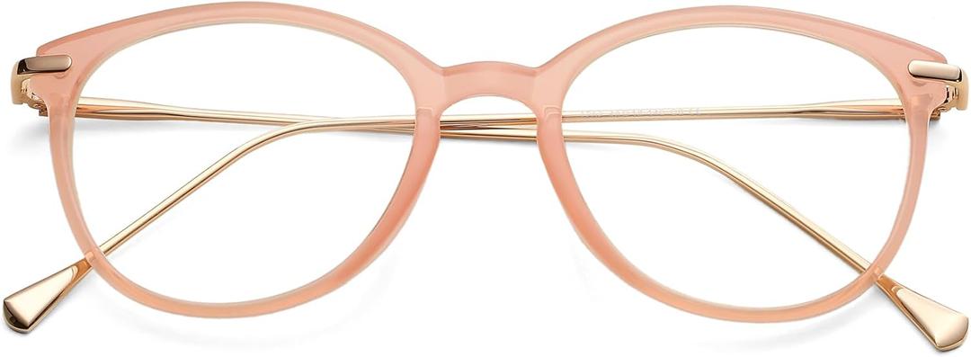 COASION Vintage Round Clear Glasses Non-Prescription Eyeglasses Frames for Women Men (A6* Pink/Gold)