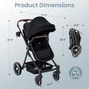 2-1 Baby Stroller, Newborn Toddler Compact Stroller with Convertible Seat, Foldable Pram Stroller with Adjustable Backrest/Canopy& Cup Holder, for 0-48 Months