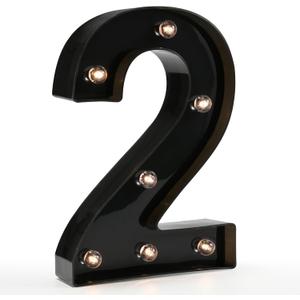 Light Up Black Alphabet Marquee Number Sign LED Marquee Number Lights Sign for Night Light Home Bar Christmas Lamp Birthday Party Wedding Decoration 2