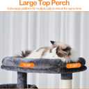 Heybly Cat Tree, 71-Inch-Tall Tower for Indoor Cats with 2 Perches, 2 Big Condos, 2 Hammocks, Basket, Scratching Pad, Large Cat Furniture and Condo, Smoky Gray HCT034G