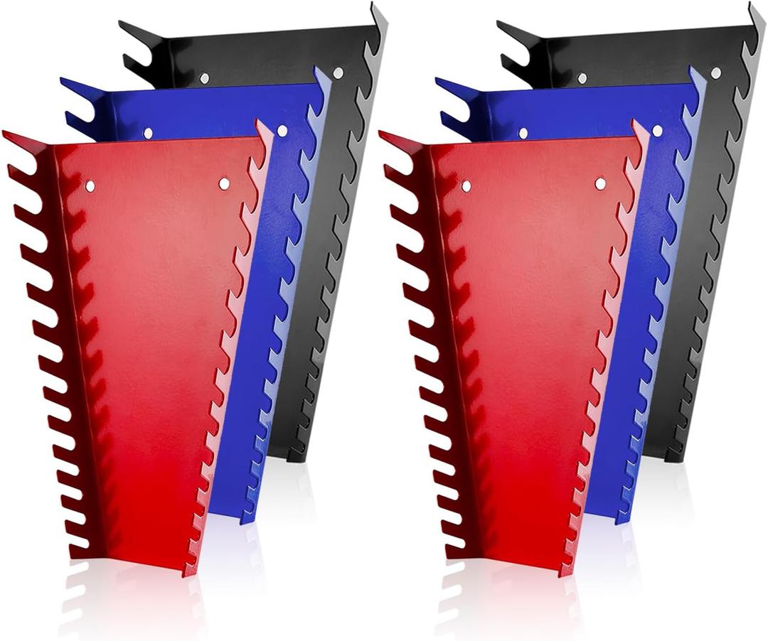 ALOANES 78-Slot Metal Wrench Organizer, Heavy Duty Wrench Organizer Tray for Tool Box, Professioanl Fit SAE & Metric Wrench Storage, 6 Pack Wrench Holders(3 Colors)