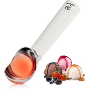 Heated Ice Cream Scoop  Electric Scooper for Hard Ice Cream and Desserts, Handheld Heating Up to 158F, Rechargeable with LED Display, Easy to Clean, Ideal Summer Gift (White)