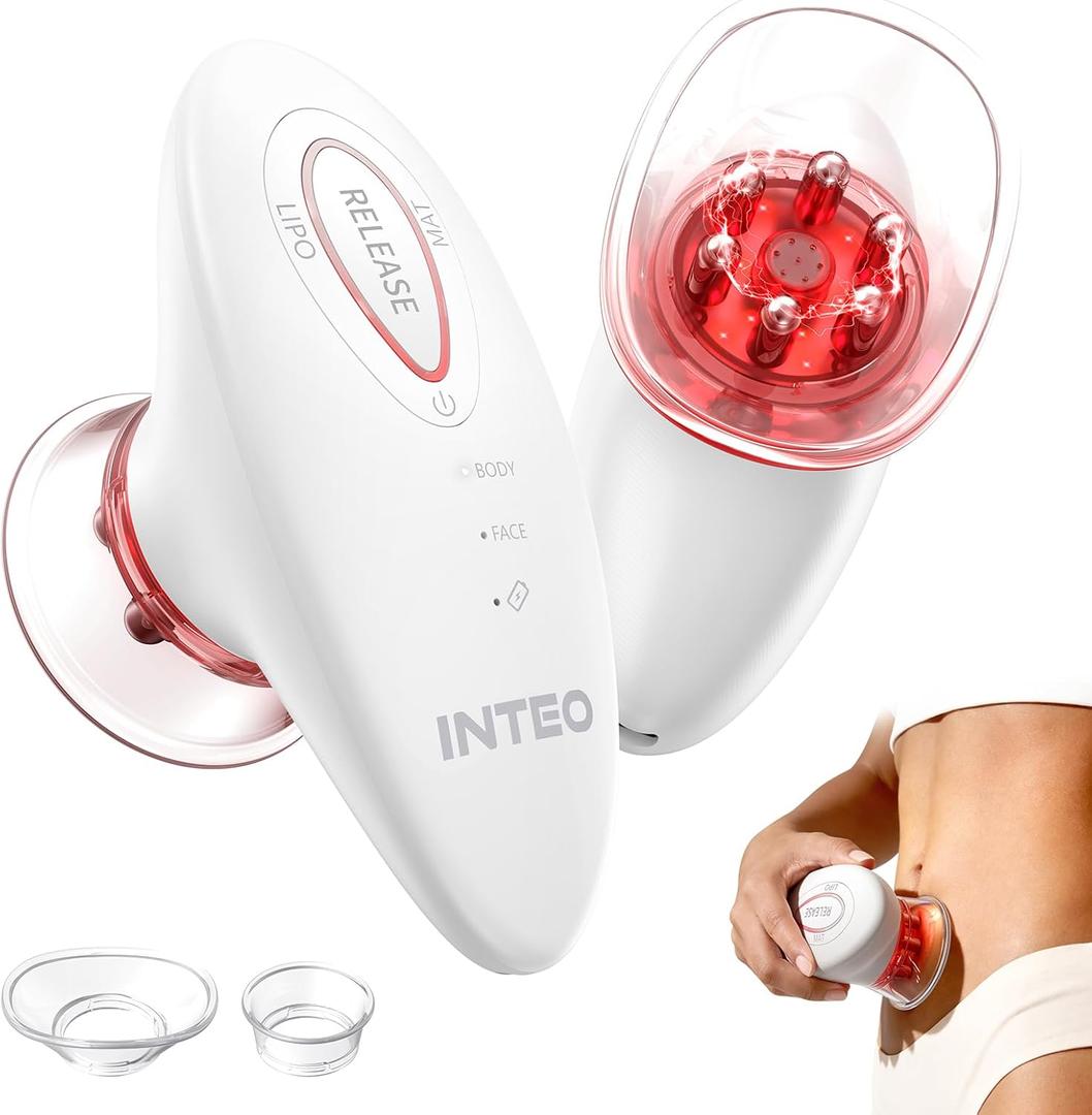 INTEO 3 in 1 Face & Body Sculpting Machine Rechargeable Beauty Device for Body Contouring, Cellulite Massager Tool with Red Light Therapy for Home Spa or Travel Self-Care
