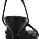 LAICIGO Women's Square Open Toe Heeled Sandals Stiletto Kitten Heel Ankle Buckle Strap Slingback Summer Dress Sandals (Black,8)