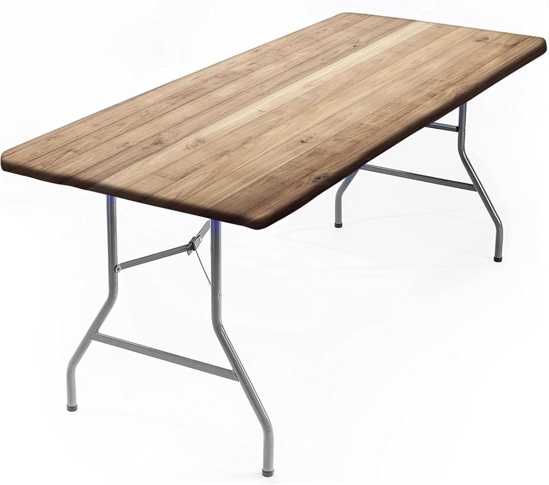 Wood Grain Rectangle Tablecloths, Wooden Boards Light Wood Texture Fitted Table Covers, Great for Camping, Indoor, Outdoor Use, 30 x 72 inch (Fits up to 72x30In/6ft Rectangle Tables)