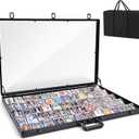 Card Show Display Case with Carry Bag–34"x22" Card Vendor Display case Large Aluminum Locking Tabletop Showcase for Trading, Sports Cards, for TCG Cards & Collectibles Exhibitions, Black