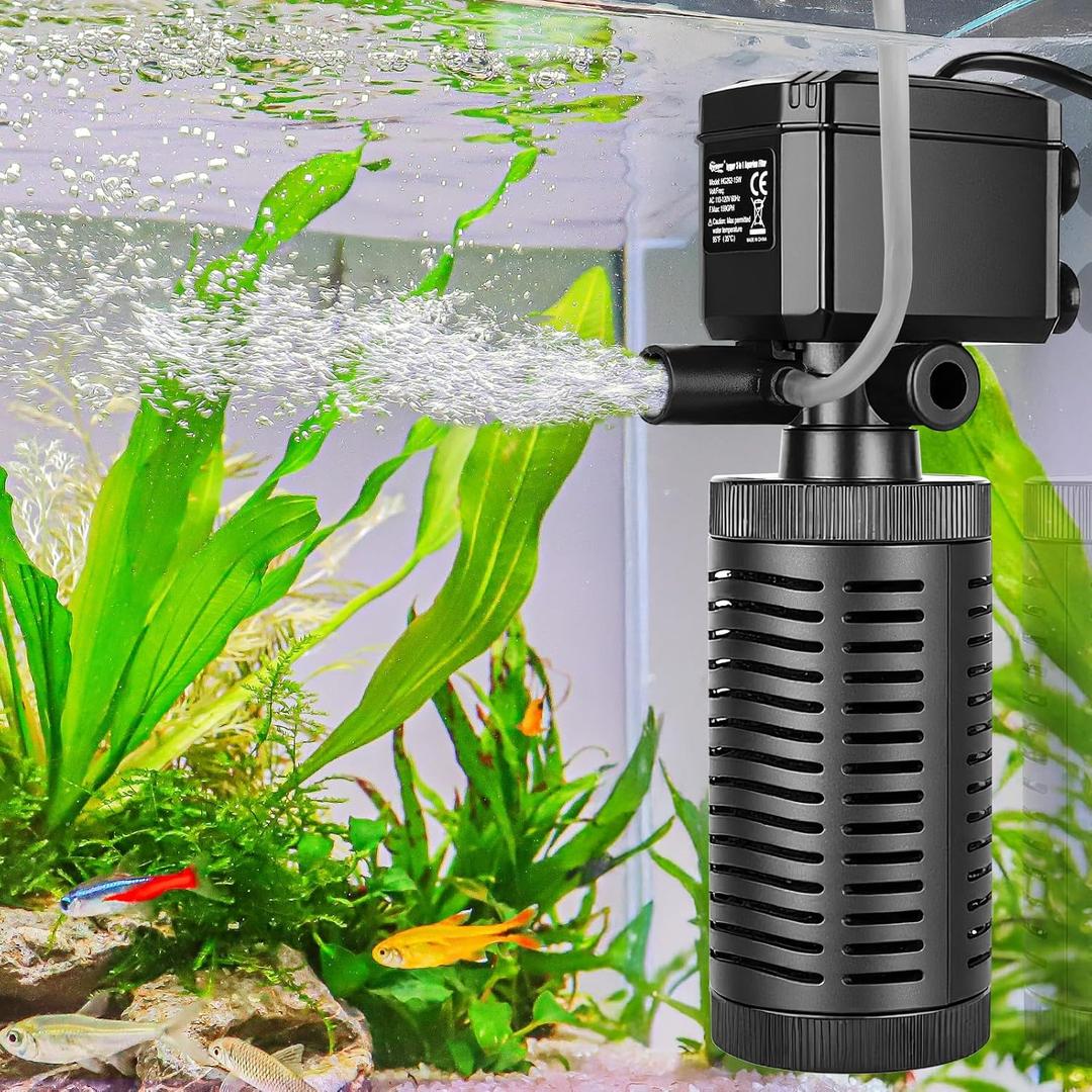 hygger 15-30 Gallon Little Submersible Aquarium Filter in-Tank Filtration with Aeration for Saltwater and Freshwater Fish Tank Internal Filters 232GPH