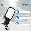 Right Passenger Side Door Mirror Compatible With 2013-2018 Ram 1500 2500 3500 With Power Folding Power Glass Heated Turn Signal Puddle Lights Black Replace#68096196AF (9+2Pins), R-11Pins