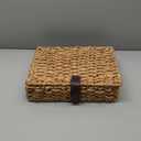 Decorative Box with Lid, Wicker Storage Basket, Water Hyacinth Woven Decorative box for Shelf, Coffee Table, Console Table, Home Decor (Large)