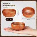 Skylety 10 Pcs Acacia Wooden Bowls Small Calabash Bowls Round Wood Salad Hand Carved Calabash Dip Tray for Serving Popcorn Pasta Coconut Nuts Sauce Appetizers Home Kitchen (3 Inch)