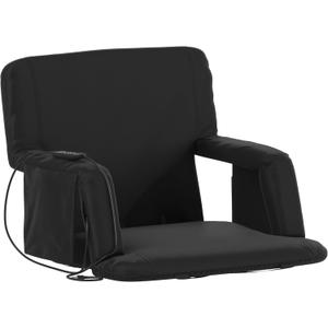 Flash Furniture Malta Heated Stadium Seat with Back Support, 6 Recline Positions, Portable Chair with Backpack Straps, USB Battery Pack Not Included, Black