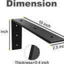 WINKER Countertop Support Bracket 6 Pack Heavy Duty 3/8" Thick Hidden L Shelf Bracket 10" x 6" x 2.5" Metal Corbels for Quartz/Granite/Wood/Concrete/Laminate Countertops, Black