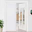 DWCN French Door Curtains-Tie Up Thermal Insulated Block Light Tricia Window Panels Room Darkening Doors Curtain with Adhesive Tape for Sidelight Door, Set of 1 Panel, 26x68 Inch,Greyish White