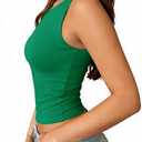 ForeFair Summer Tank Tops for Women Going Out Cute Boat Neck Casual Top Basic (Green, S)