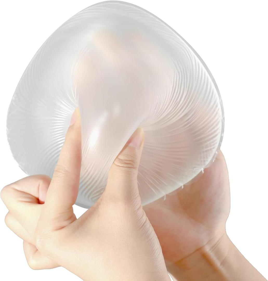 Triangle Silicone Breast Form Mastectomy Prosthesis Concave Bra Enhancer Inserts (1 Piece) ((Transparent-400g/Cup B+))