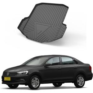 Elsetyler Custom Fit for Cargo Liner 2019-2024 2025 2026 Volkswagen VW Jetta - Black TPO All Weather Heavy Duty Waterproof Rear Cargo Tray Trunk Floor Mat Protector
