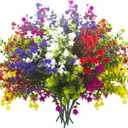 Grunyia Artificial Flowers, 12 Bundles Outdoor Fake Flowers for Decoration UV Resistant Faux Plastic Plants Garden Porch Window Box Dcor