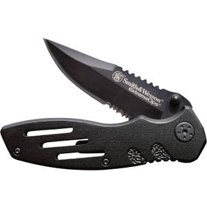 Smith & Wesson Accessories Extreme Ops SWA24S 7.1in S.S. Folding Knife with 3.1in Serrated Clip Point Blade and Aluminum Handle for Outdoor