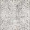 Machine Washable Area Rug Runner - Living Room Bedroom Bathroom Kitchen Entryway Office - Padded Low Pile Stain Resistant Premium - Boho Farmhouse Vintage - Joy - Beige Ivory 2'6" x 8'