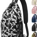 Crossbody Bags for Women Men Trendy Sling Bag Backpack Casual Chest Bag with Convertible Shoulder Strap (Medium, Cowprint)