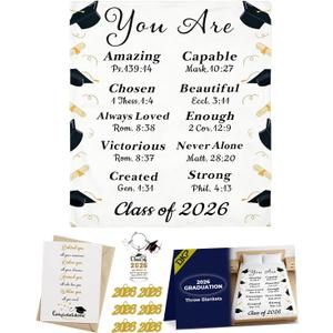 Class of 2026 50"x60" Flannel Throw Blanket Soft Commemorative Graduation Decor, Bulk Gifts for 2026 Graduation Stuff & Senior Night Party Supplies