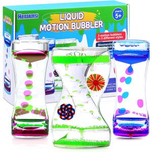 3Pack Liquid Motion Bubbler Timer for Caliming Sensory Toys, Autism Toys,Fidget Toy, Children Activity, Novelty Gifts,Holiday Stocking Stuffers, ADHD Office Home Desk Decorations