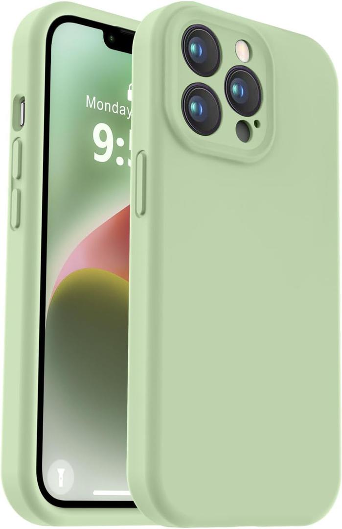 Vooii Compatible with iPhone 13 Pro Case, Liquid Silicone Upgrade [Camera Protection] [Soft Anti-Scratch Microfiber Lining] Shockproof Phone Case for iPhone 13 Pro 6.1 inch - Matcha