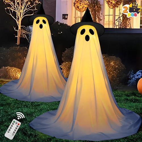 Amazon.com: JOYIN 2 Packs 47'' Halloween Decorations Outdoor Standing Ghost, Light Up Spooky Ghost with Witch Hat & Remote Control, Glowing Halloween Decor for Yard Porch Lawn Garden Party Supplies Haunted House : Patio, Lawn & Garden