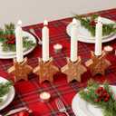 WDS WONDROUS Christmas Candle Holders Snowflake  Set of 4 Gold Star Candlestick Holder Hexagon, Taper Candle Holders for Christmas Table Centerpieces, Xmas Home Decor