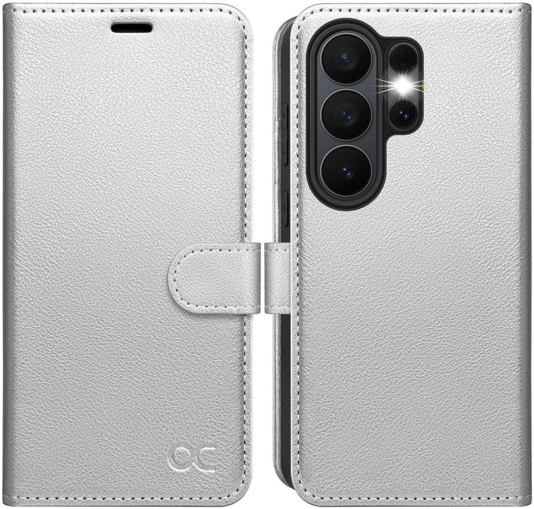 OCASE Compatible with Samsung Galaxy S26 Ultra Wallet Case, PU Leather Flip Folio Case with Card Holders RFID Blocking Kickstand [Shockproof TPU Inner Shell] Protective Phone Cover 2026, Silvery