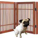 Urnporium Freestanding Wooden Dog Gate Foldable Indoor Pet Gate No Drill Expandable Barrier for Doorways Stairs Hallways Portable Wood Fence for Small Dogs & Puppies (Brown Pet Gate, 6 Panel 24" Tall)