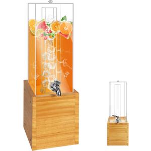 Beverage Dispenser with Stand, 2 Gallon Drink Dispenser, Drink Dispensers for Parties, Individual Ice Container (Wood)
