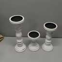 Candle Holder for Pillar Candle Set of 3, Farmhouse Wood Candle Holder, Rustic Wooden Candle Stand, Vintage Tall Candle Stand Decorative for Living Room, Table Centerpiece (Antique White)