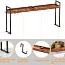 Spice Rack Shelf for Kitchen Stove, Over the Stove Shelf with 4 Level Adjustable Height, Over Stove Spice Rack with 4 Hooks, Rustic Brown + Black