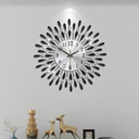 Wall Clocks for Living Room Decor Large Wall Clocks Battery Operated Silent Non-Ticking for Bedroom Kitchen Office Home Decorative 14 Inches Small Round Metal Black Crystal Wall Watch Clock