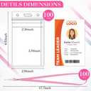 Marspark 100 Set Name Tag Lanyards with ID Holder Clear ID Name Badges Cruise Lanyards Bulk Clip Waterproof Plastic Card Holders for Adults Kids Business School Office Supplies (Pink)