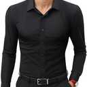 Lion Nardo Stretch Mens Dress Shirts Long Sleeve Slim Fit Dress Shirts for Men Muscle Fit Wrinkle Free Button Down Shirt XL